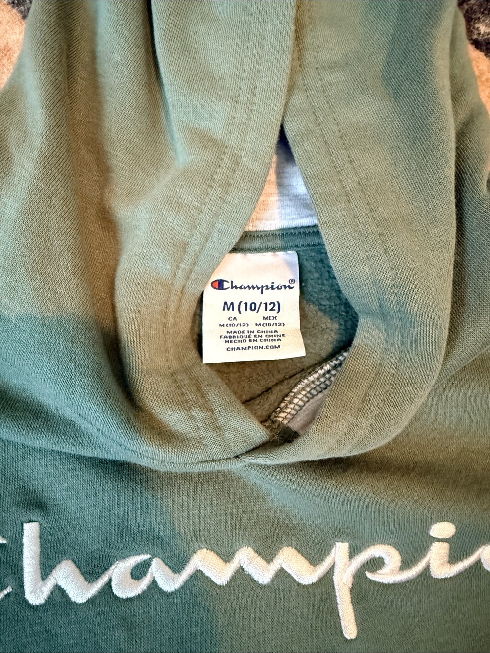 Champion Olive Script Logo Pullover Hoodie - Picture 2 of 4